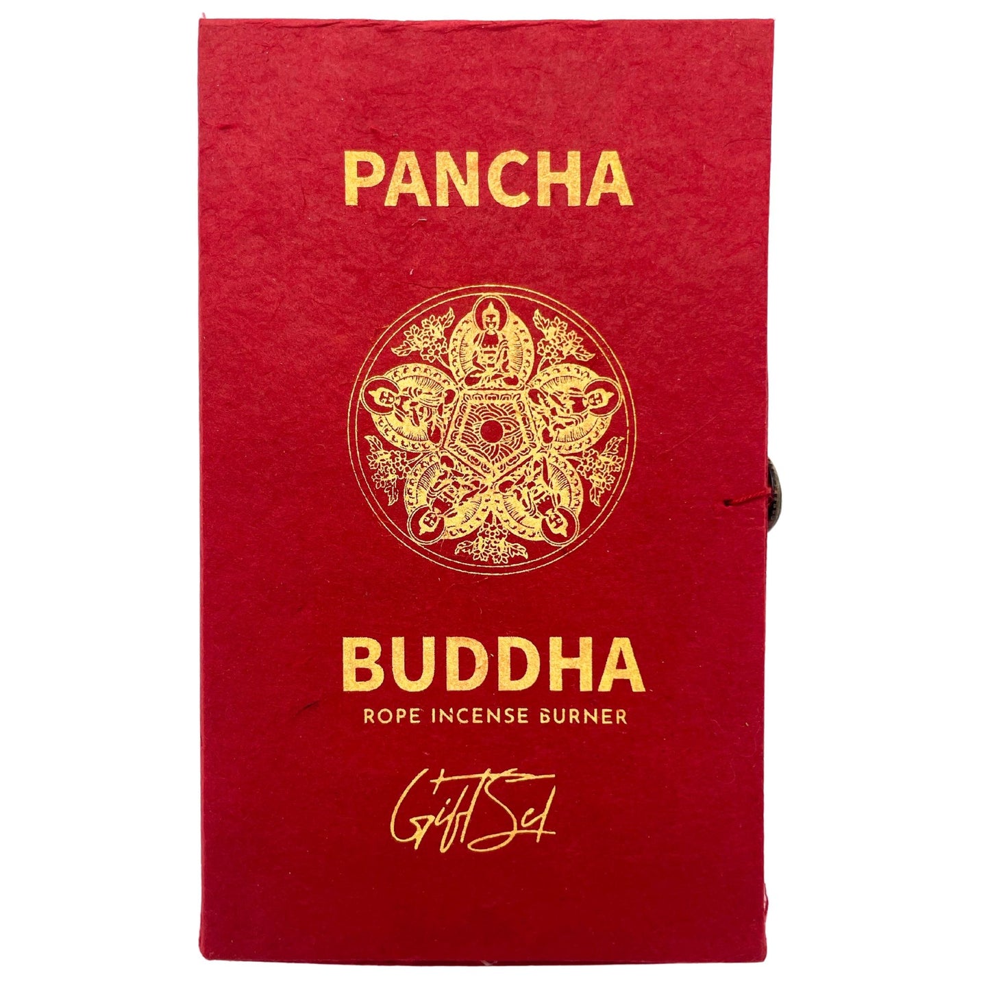 Pancha Buddha Räucherschnur-Set mit versilbertem Halter – 10 Schnüre in Geschenkbox