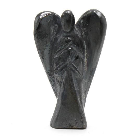 Hämatit Schutzengel Figur 6 cm – Handgeschnitzt aus Edelstein