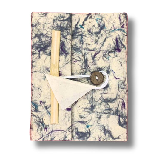 Notizbuch aus Lokta-Papier mit blauen Baumwollfasern – Handgemachtes Journal