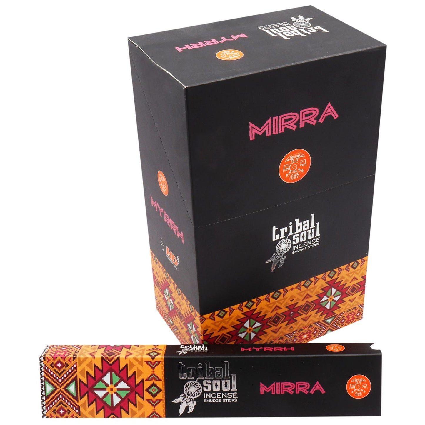 Handgerollte Myrrhe-Räucherstäbchen – 12 dekorative Packungen von Tribal Soul