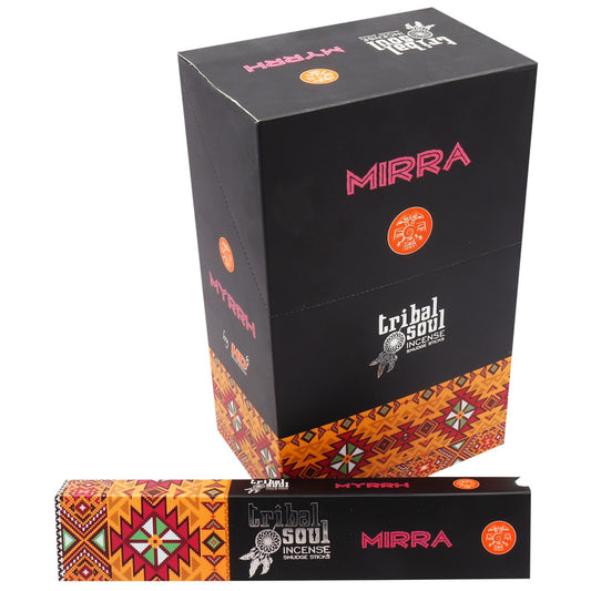 Handgerollte Myrrhe-Räucherstäbchen – 12 dekorative Packungen von Tribal Soul