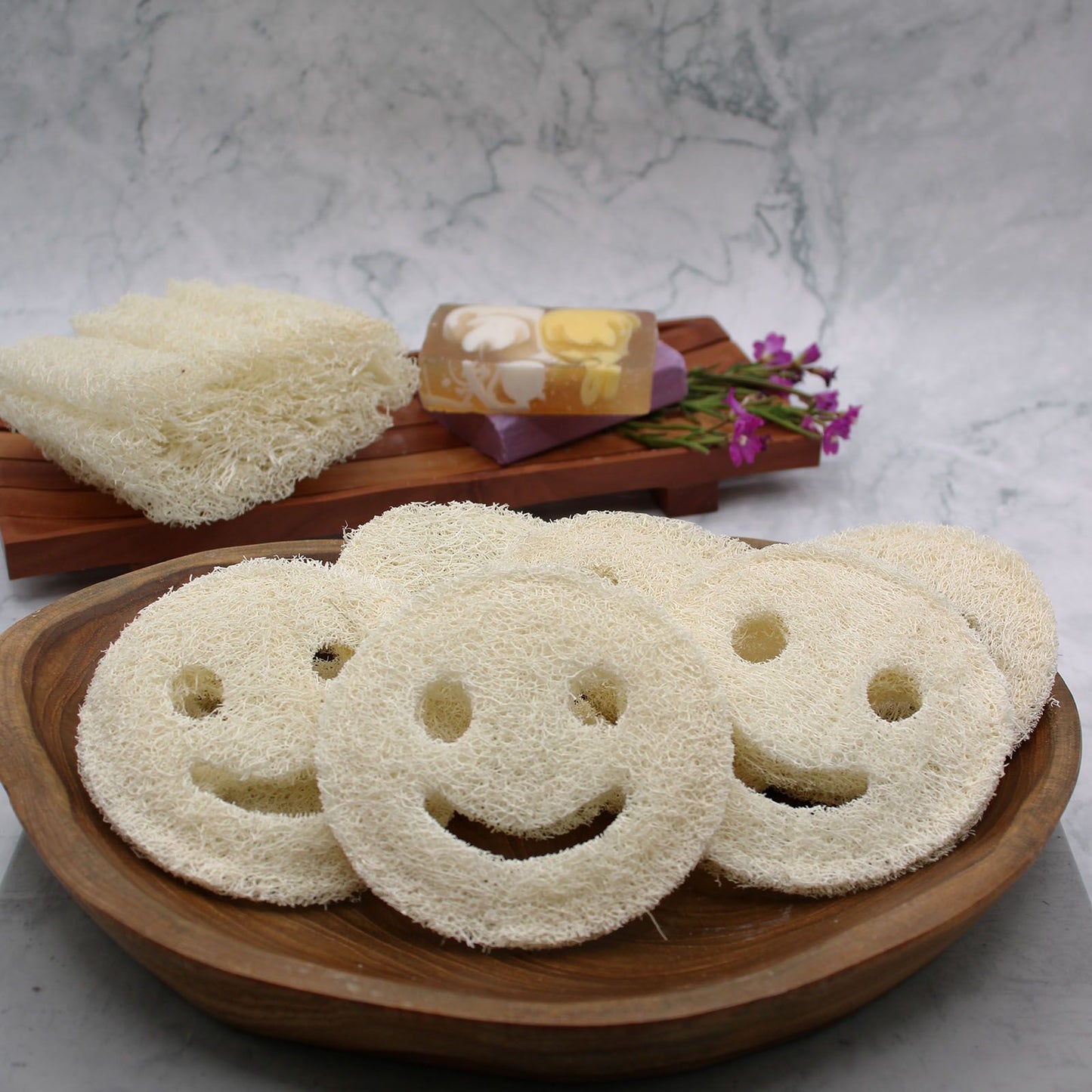 Natürlicher Luffa-Ganzkörperschwamm mit Smiley-Gesicht