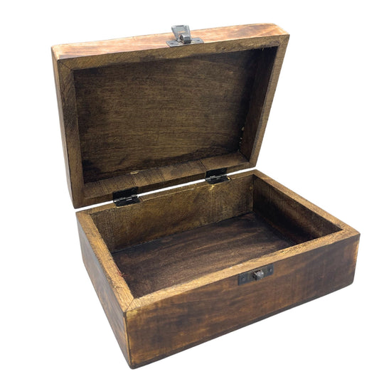 Große Erinnerungsbox aus Mangoholz mit Buddha-Motiv – 20x15x7,5 cm