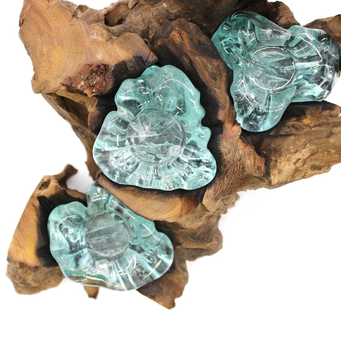 Waldgeflüster Kerzenständer - Handgeformt aus Gamalholz & recyceltem Glas