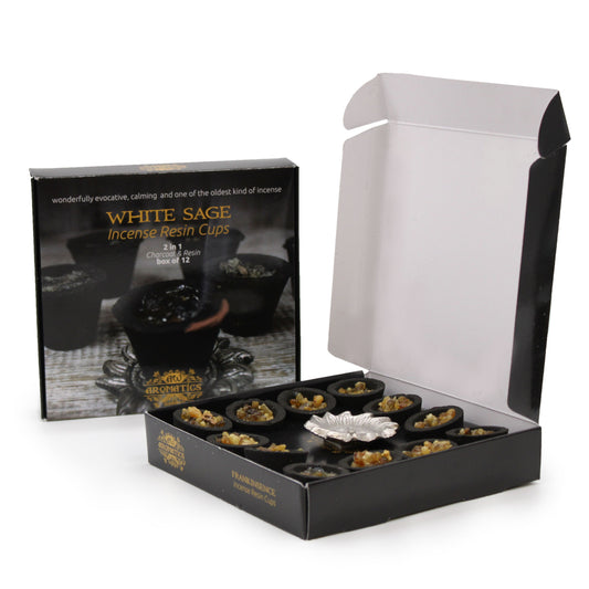 Weißer Salbei Räucherbecher-Set (12 Stück) – Zeitlose Harzbecher für authentische Räucherrituale