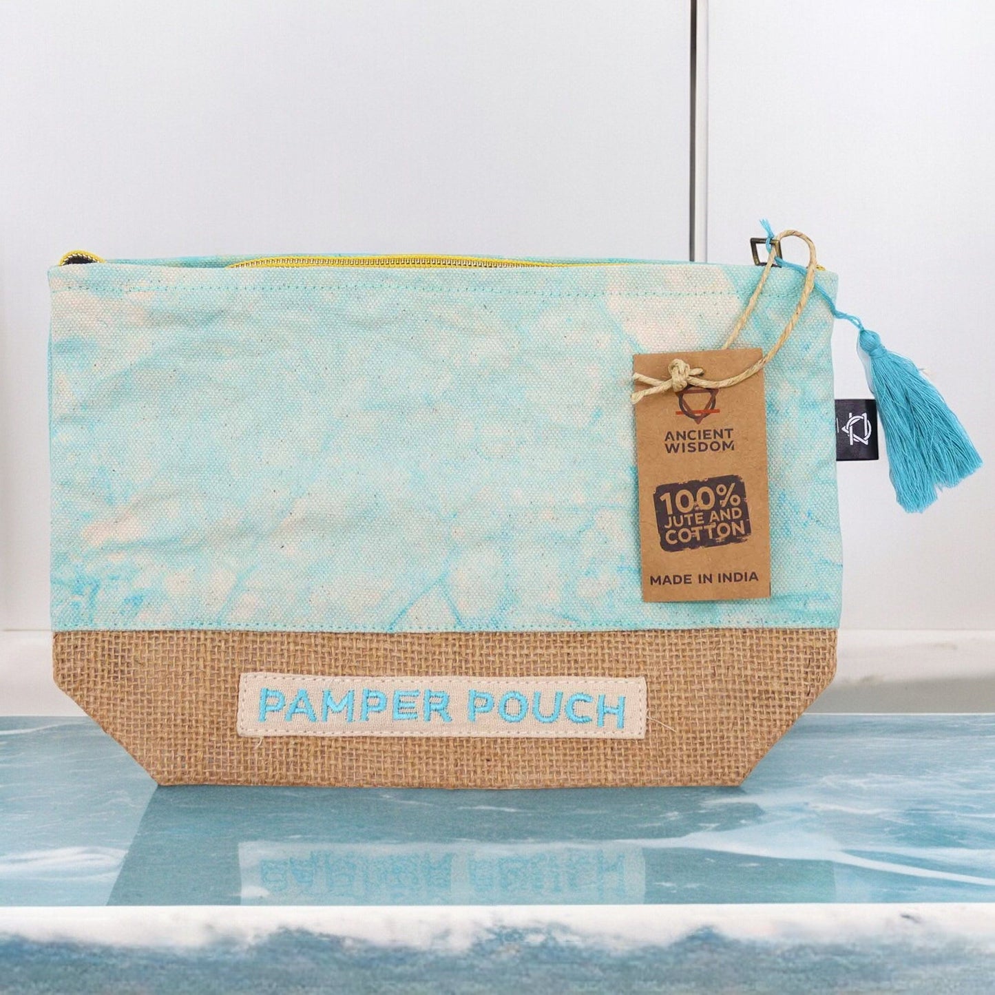Pamper Pouch Blues Stonewash – Organizer aus Jute und Baumwolle