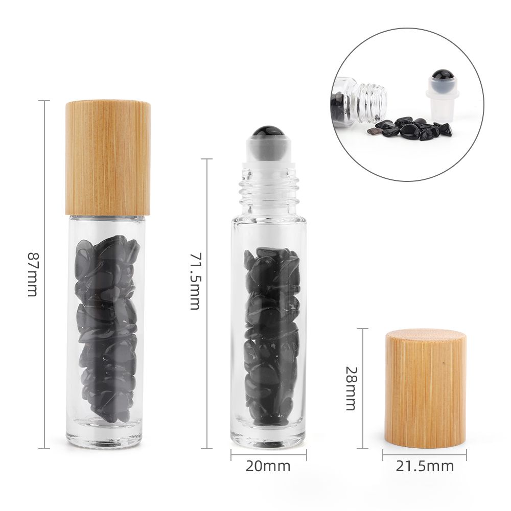 Edelstein-Roller Schwarzer Turmalin mit Holzdeckel – 5ml