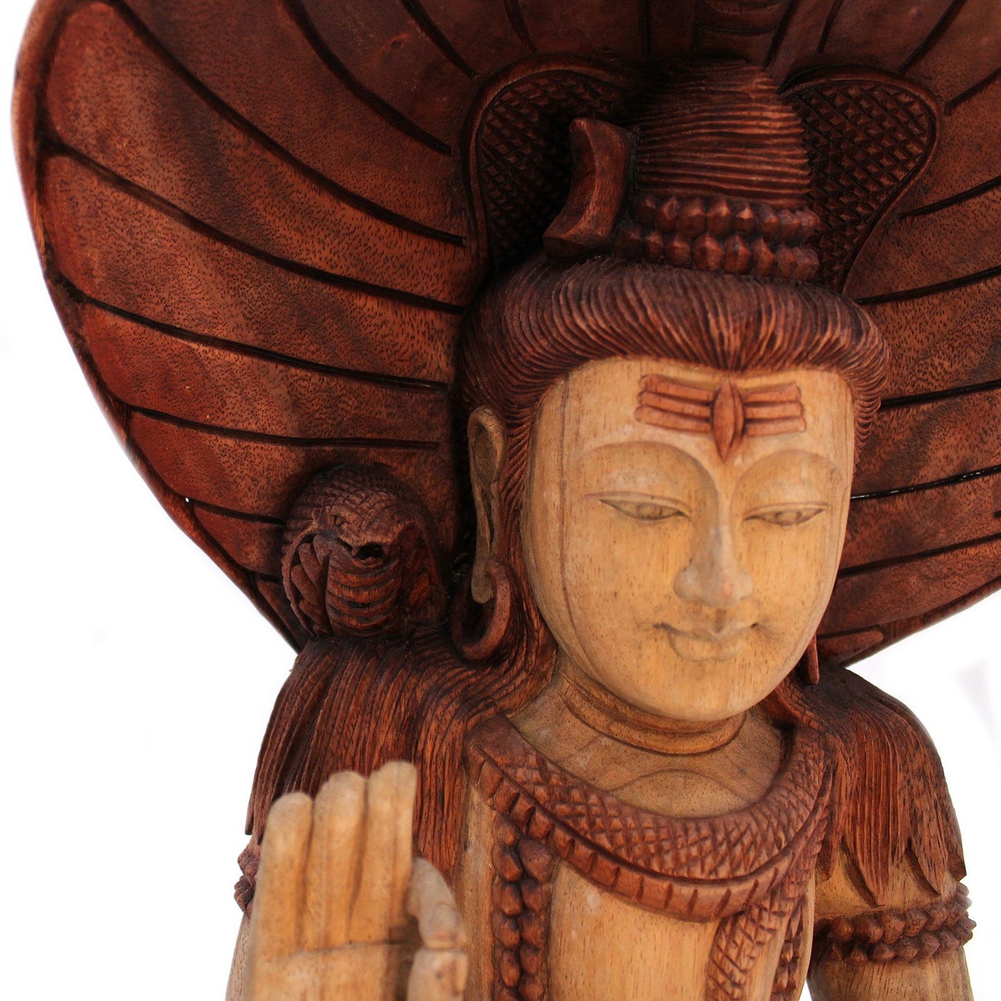 Shiva Statue mit Kobra - Handgeschnitztes Unikat aus Suarholz, 50 cm