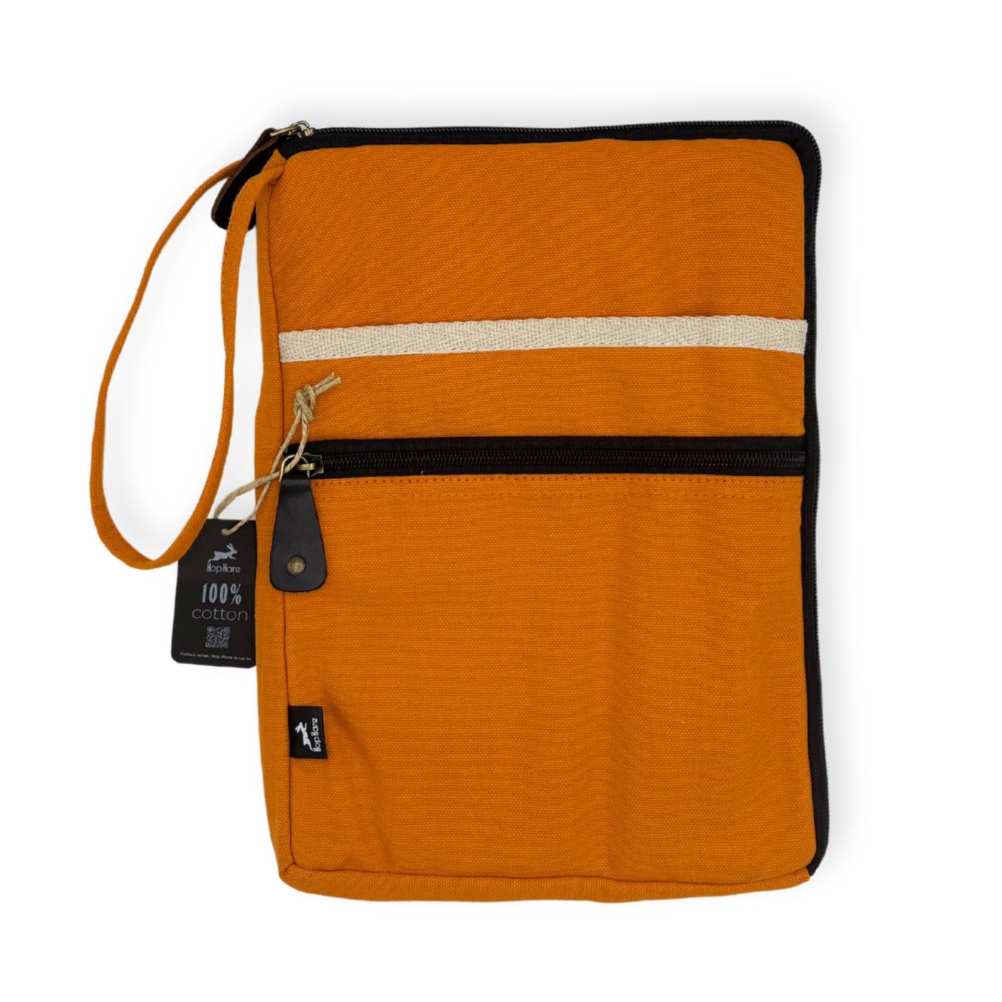 Handgefertigte Tablet-Hülle aus Jute in Orange – 21x29 cm