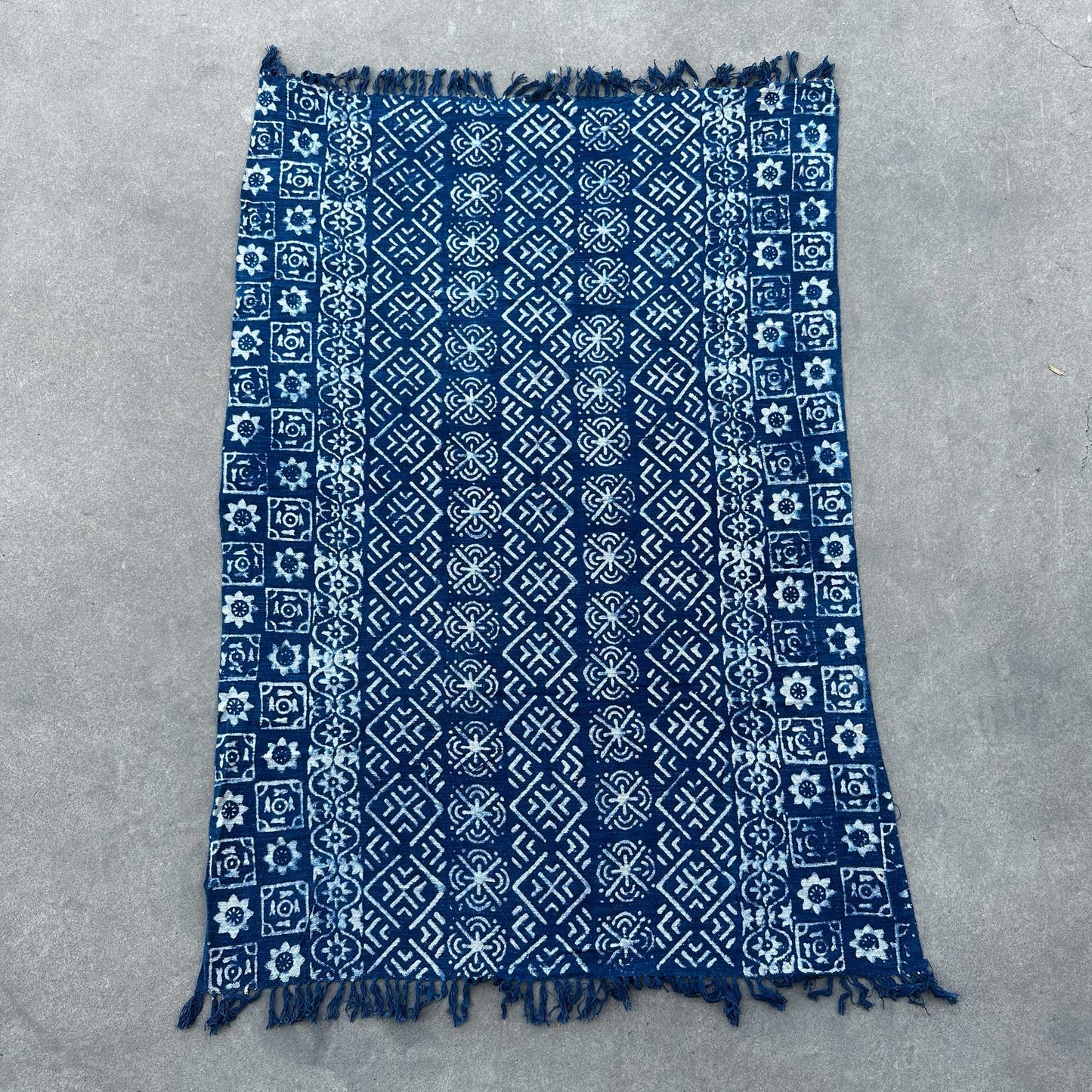 Indigo-Decke Desi Stripes – Handgewebt in Indien, 170x120 cm