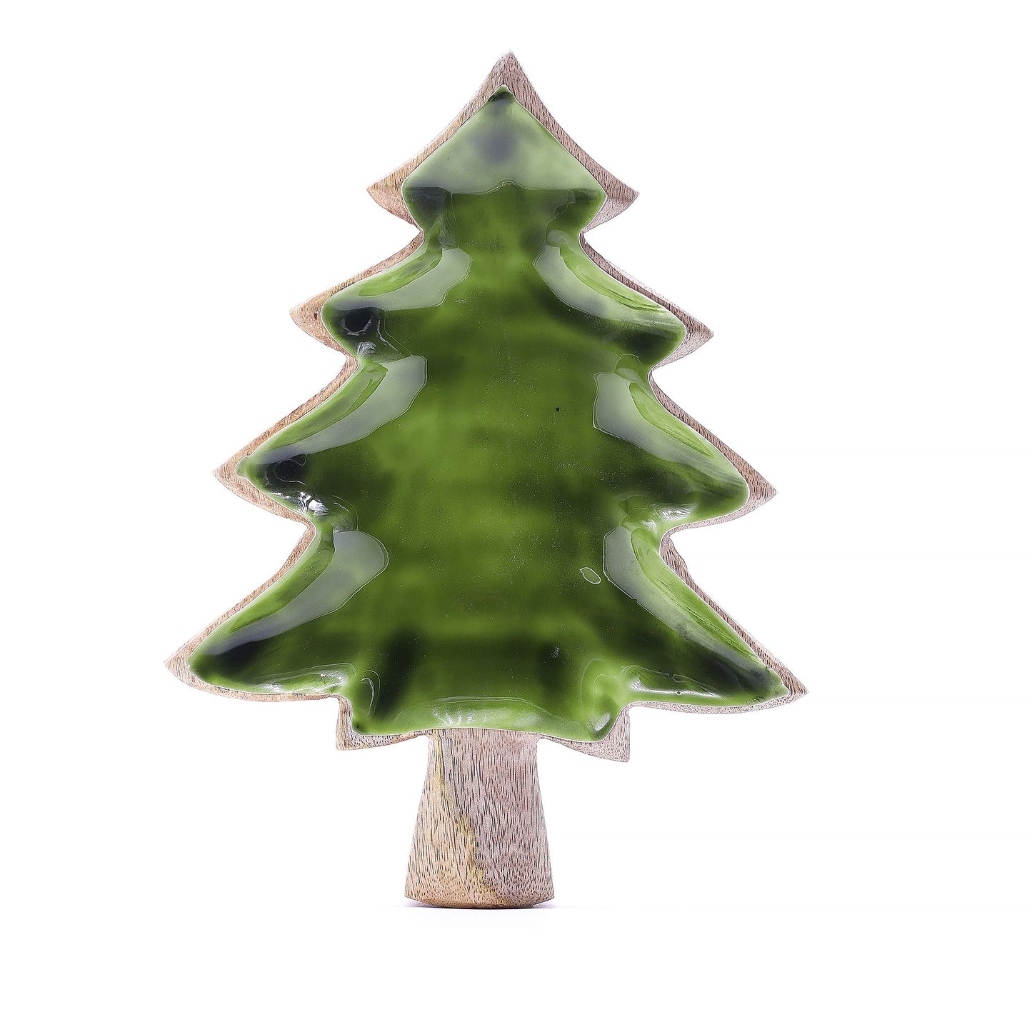 Baumförmige Holzschale mit Emaille - Handgefertigte Mango-Holz Bowl