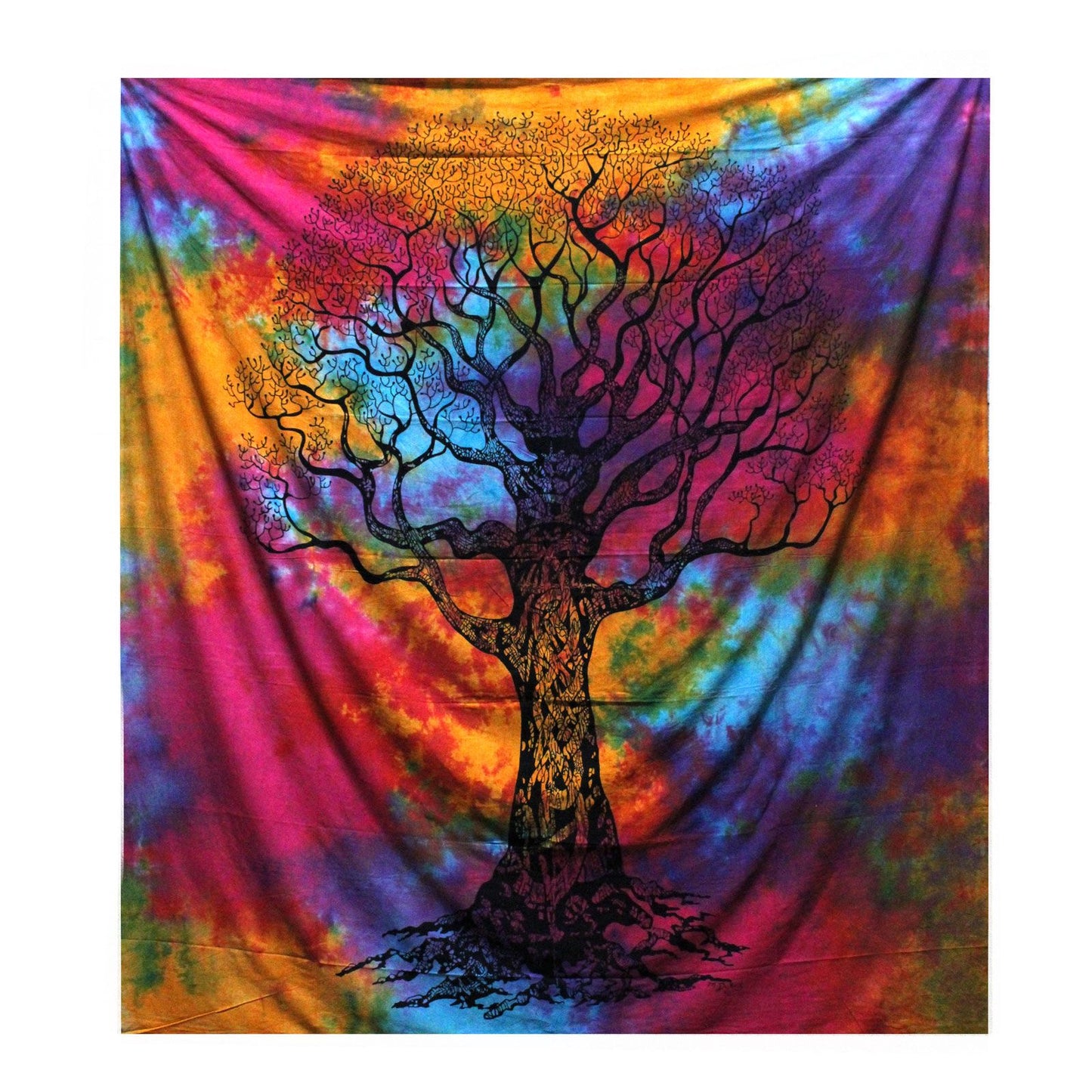 Handgewebte Winterbaum Tagesdecke & Wandbehang – 230 x 200 cm aus reiner Baumwolle