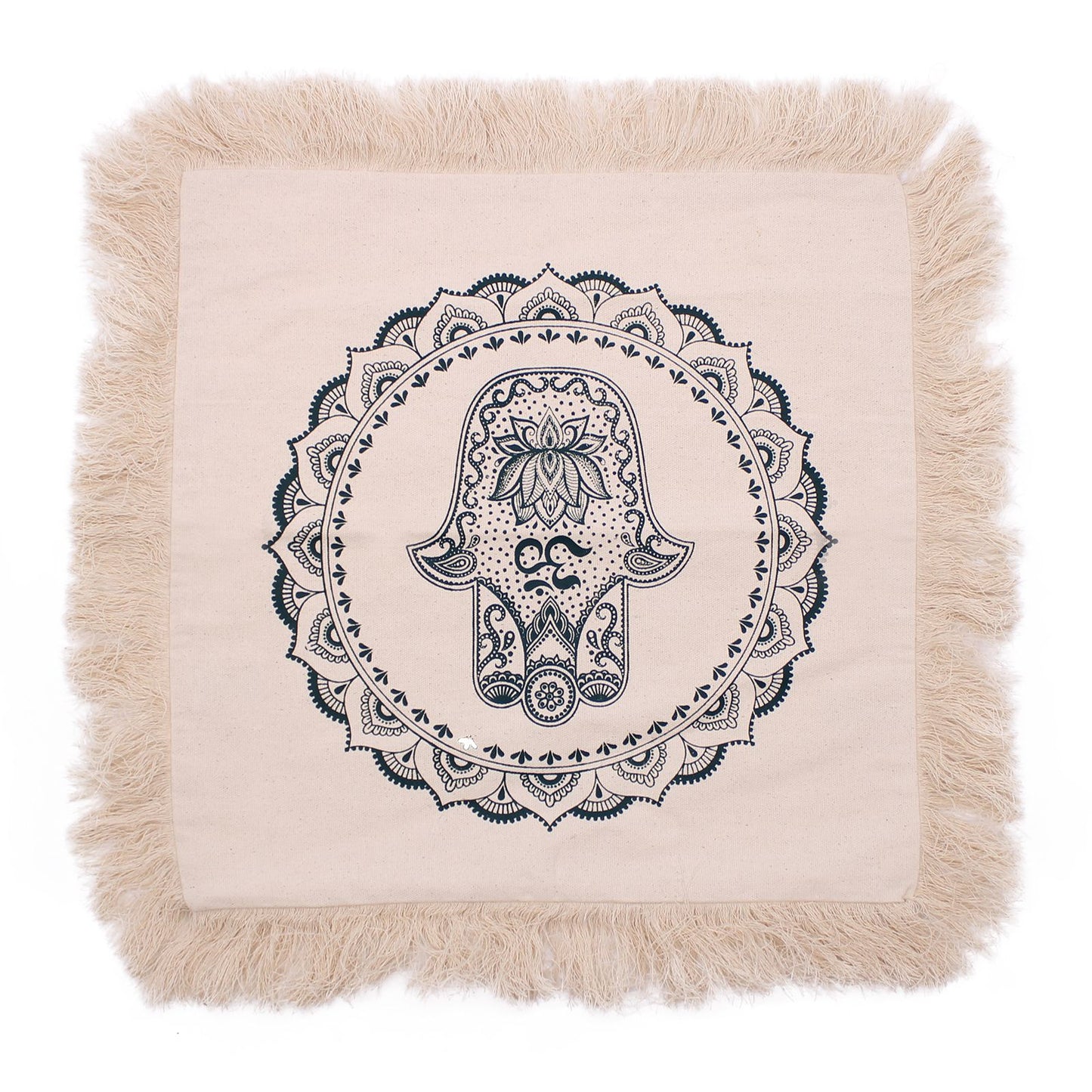 Hamsa Mandala Kissen in Grün – 45x45 cm aus Baumwolle