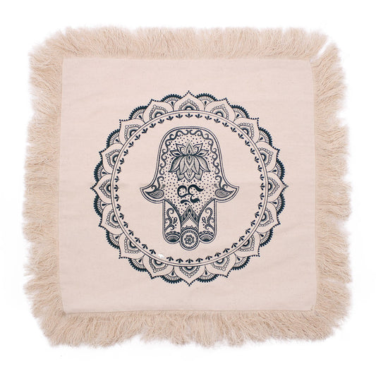 Hamsa Mandala Kissen in Grün – 45x45 cm aus Baumwolle