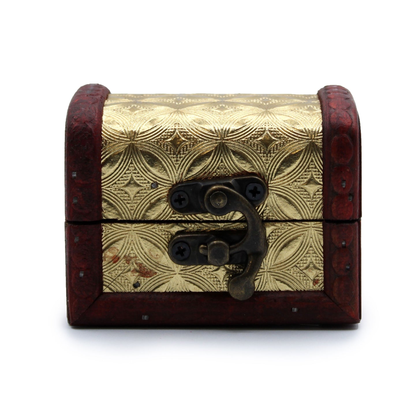 Mini Kolonialschatulle in Gold - Vintage Schmuckkästchen mit Messing