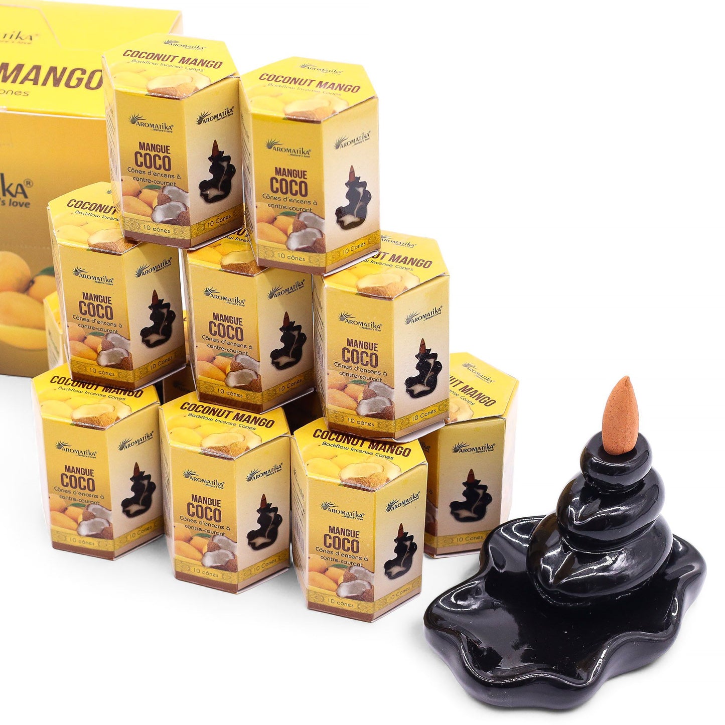 Masala Rückfluss-Räucherkegel Kokos-Mango - 10 Stück im Set