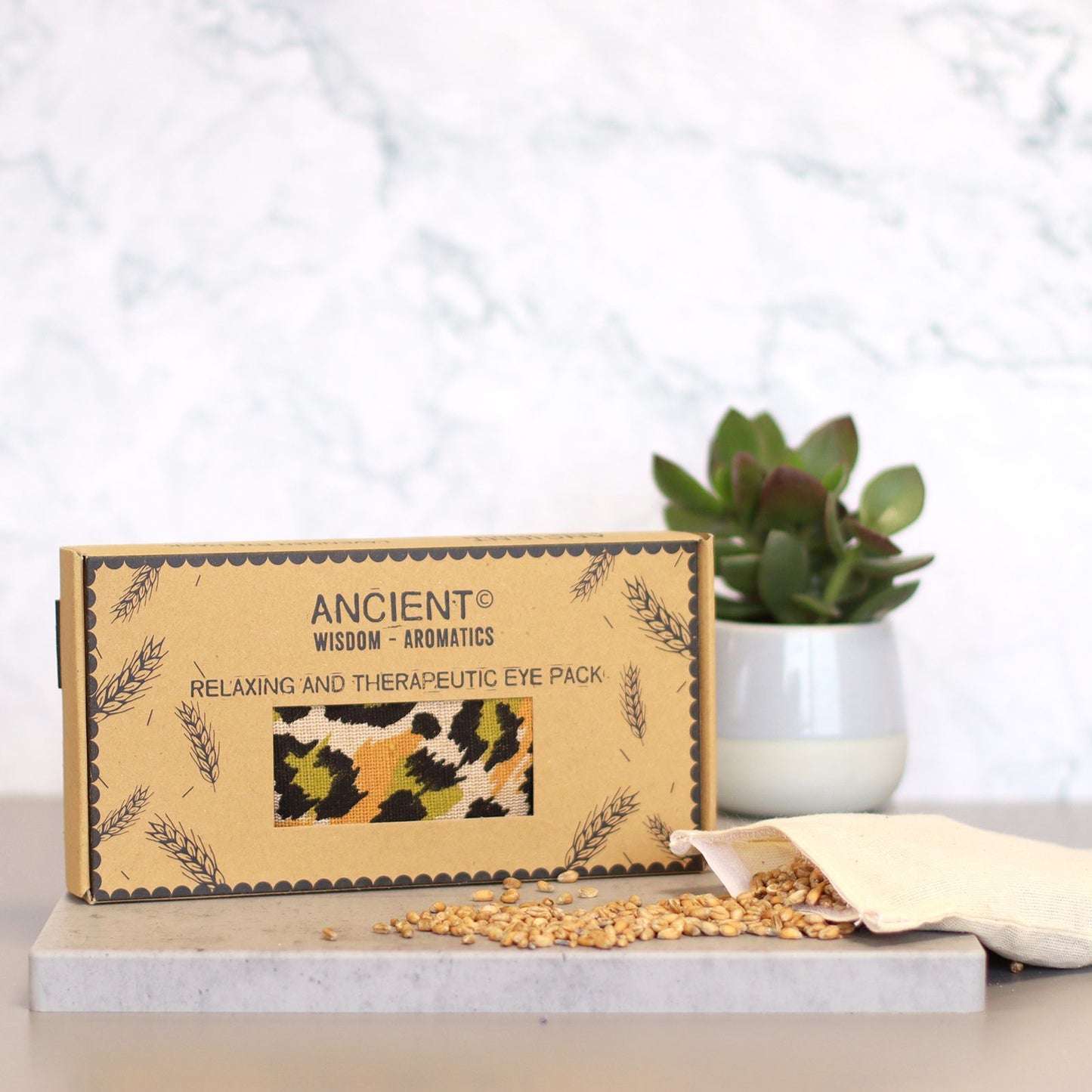 Lavendel Augenkissen in Leoparden-Optik – Naturbaumwolle mit Geschenkbox