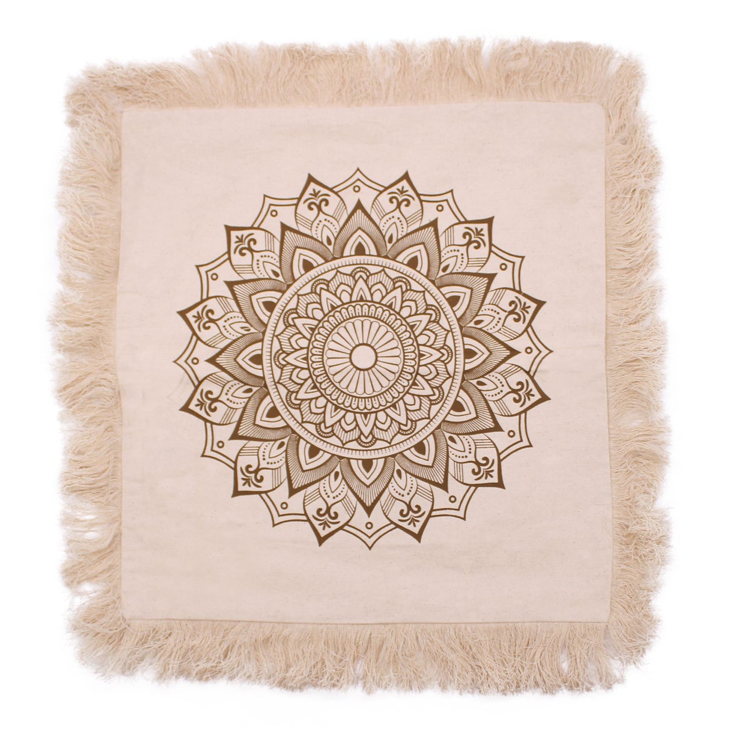 Meditationskissenbezug Lotus Mandala in Bronze – 45 x 45 cm aus weicher Baumwolle