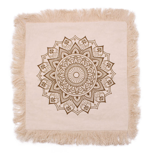 Meditationskissenbezug Lotus Mandala in Bronze – 45 x 45 cm aus weicher Baumwolle