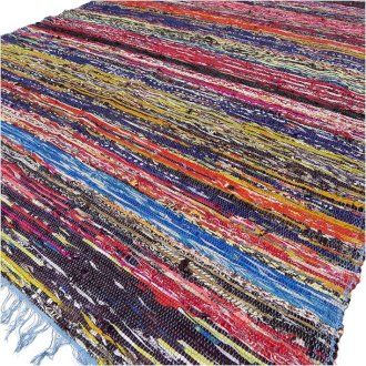Handgefertigter Indigo-Flickenteppich – 153x90 cm, aus recycelter Baumwolle