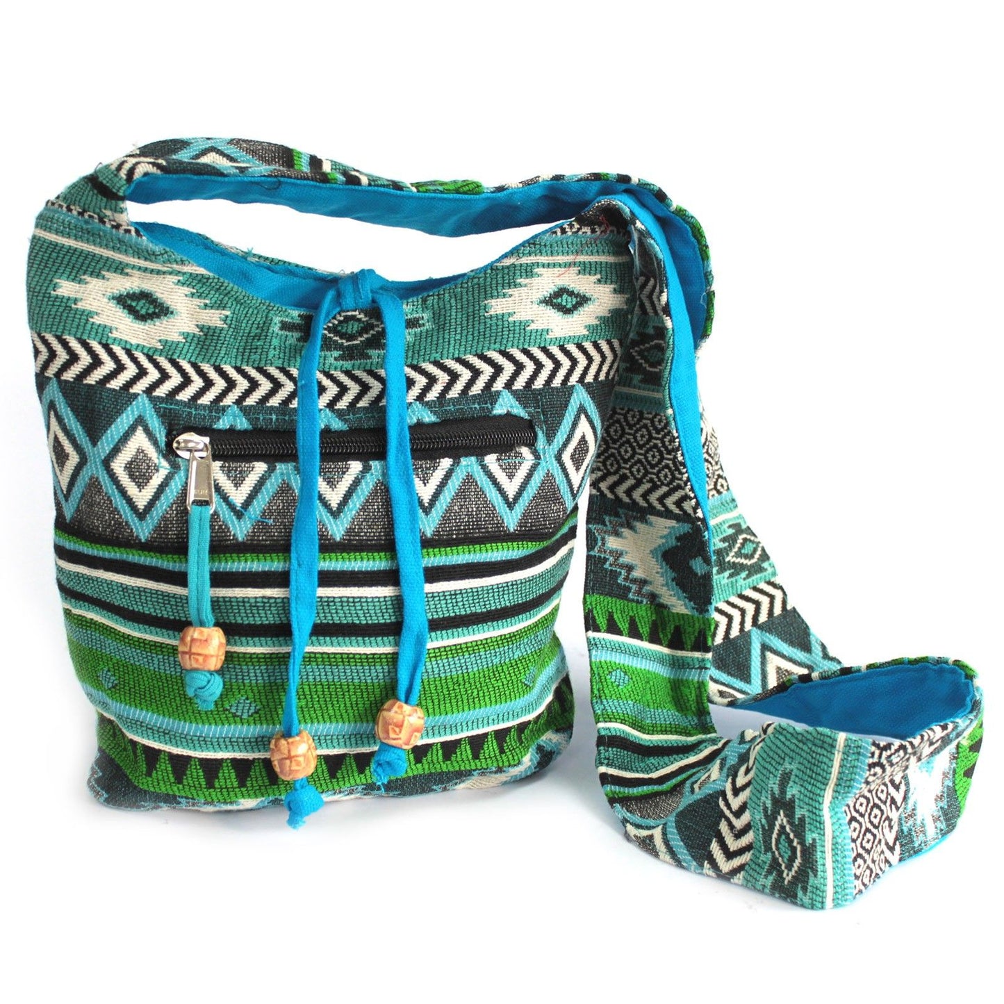 Slingbag aus Jacquard-Stoff in Türkis – Leicht & Alltagstauglich