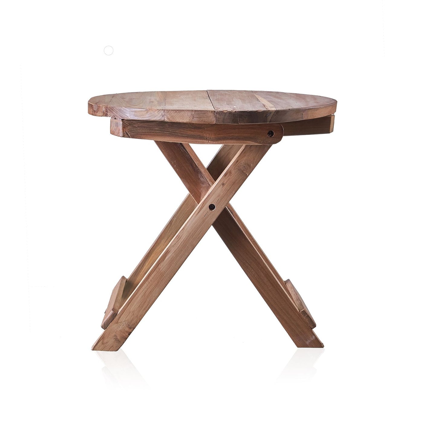 Runder Klapptisch aus recyceltem Teakholz – Handgefertigt in Bali, 50 cm