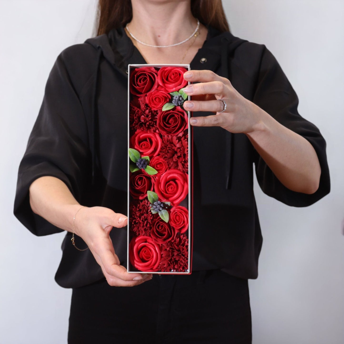 Seifenrosen Arrangement 'Ewige Liebe' – Fertige Luxusbox in Rot