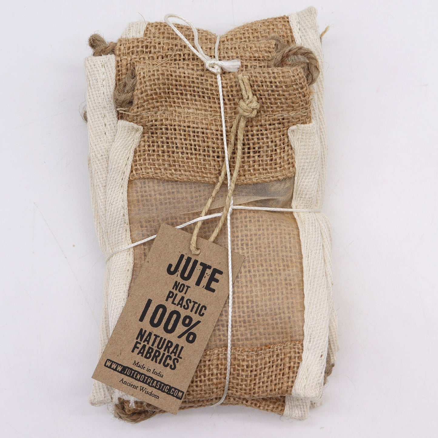 Jute-Sichtfensterbeutel gewaschen, 10x15 cm - Nachhaltige Geschenkverpackung