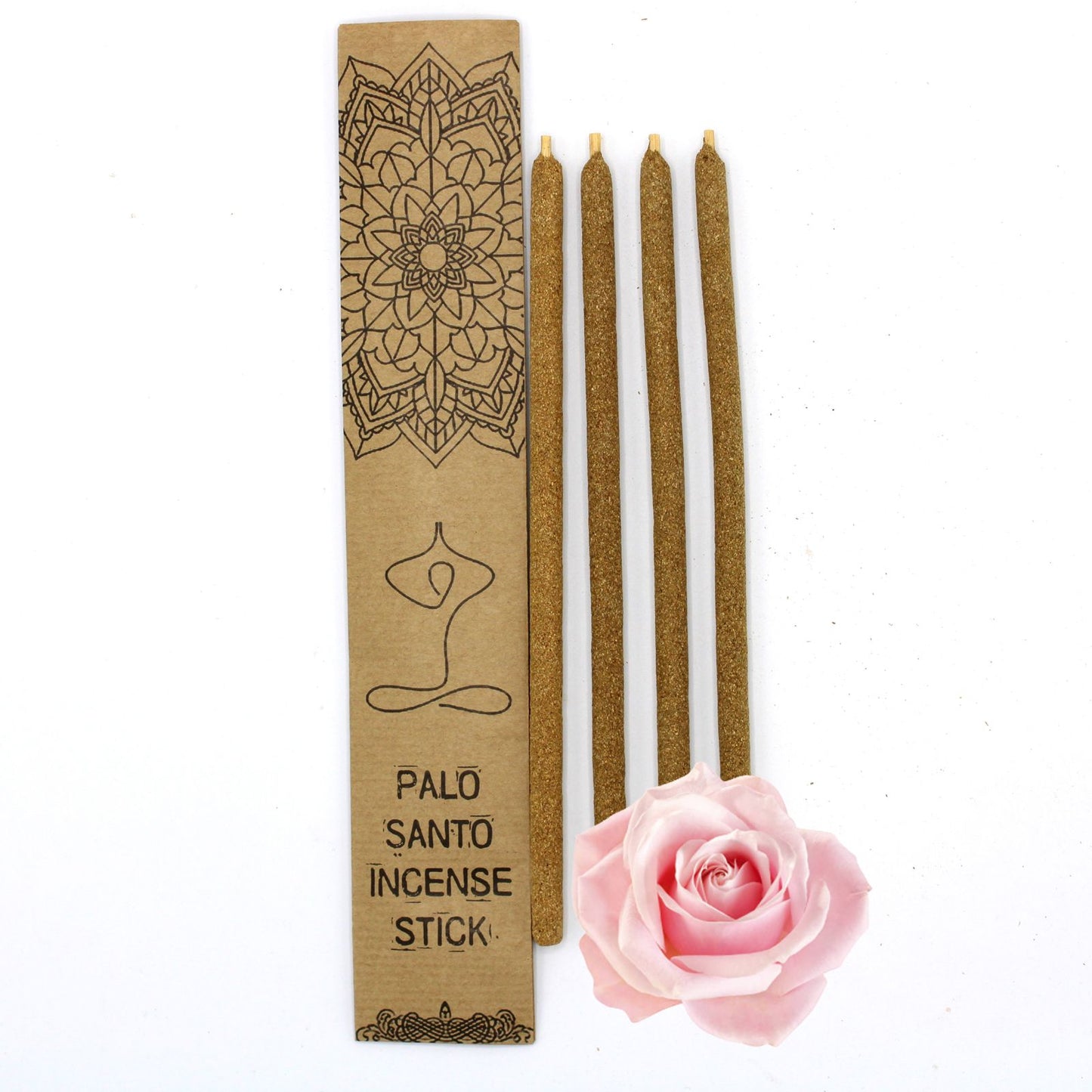 Räucherstäbchen Palo Santo mit Rosenduft – 4 Stück in Kraftpapierverpackung