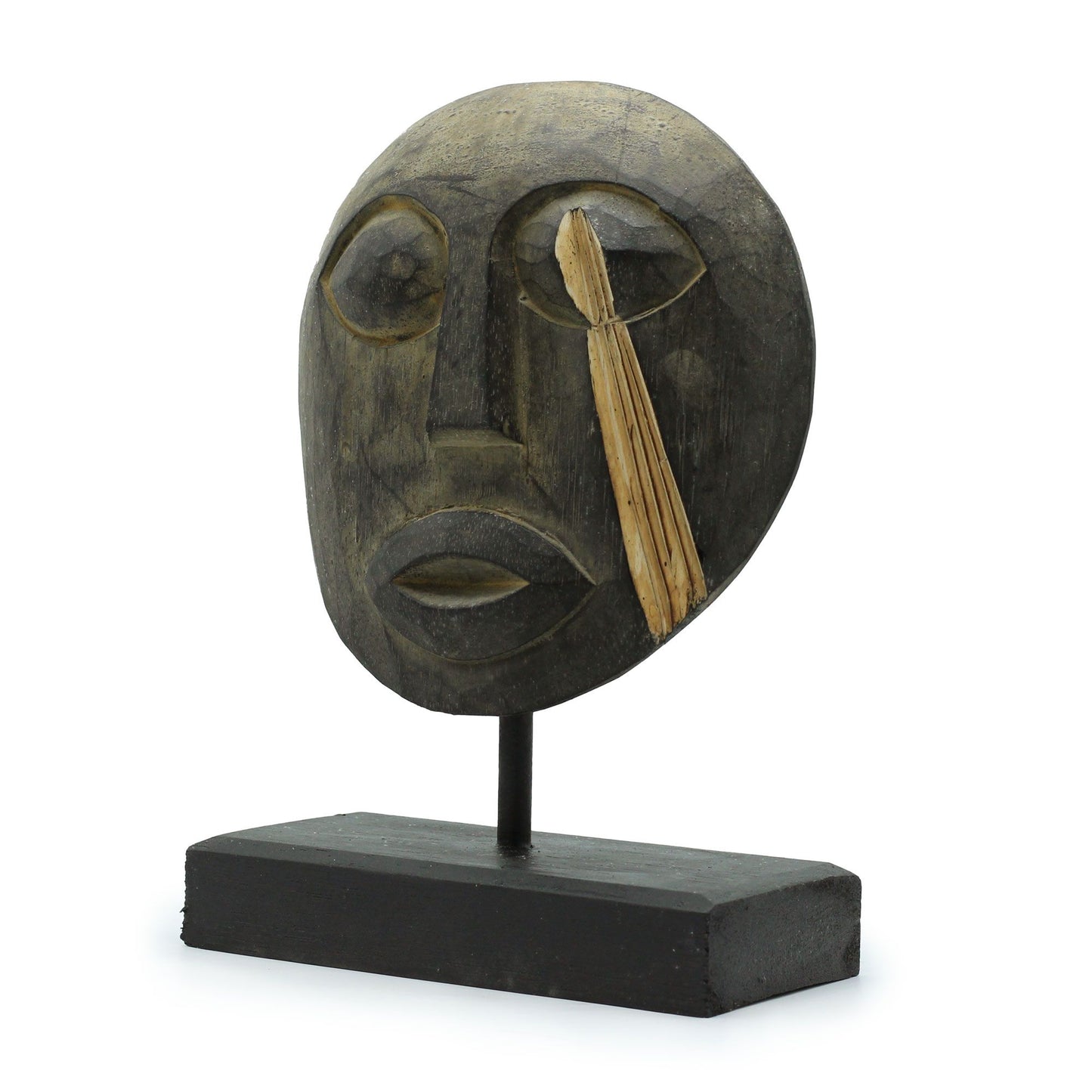 Antike Stammesmaske aus Timor - Handgeschnitztes Wandkunstwerk aus Albesia-Holz