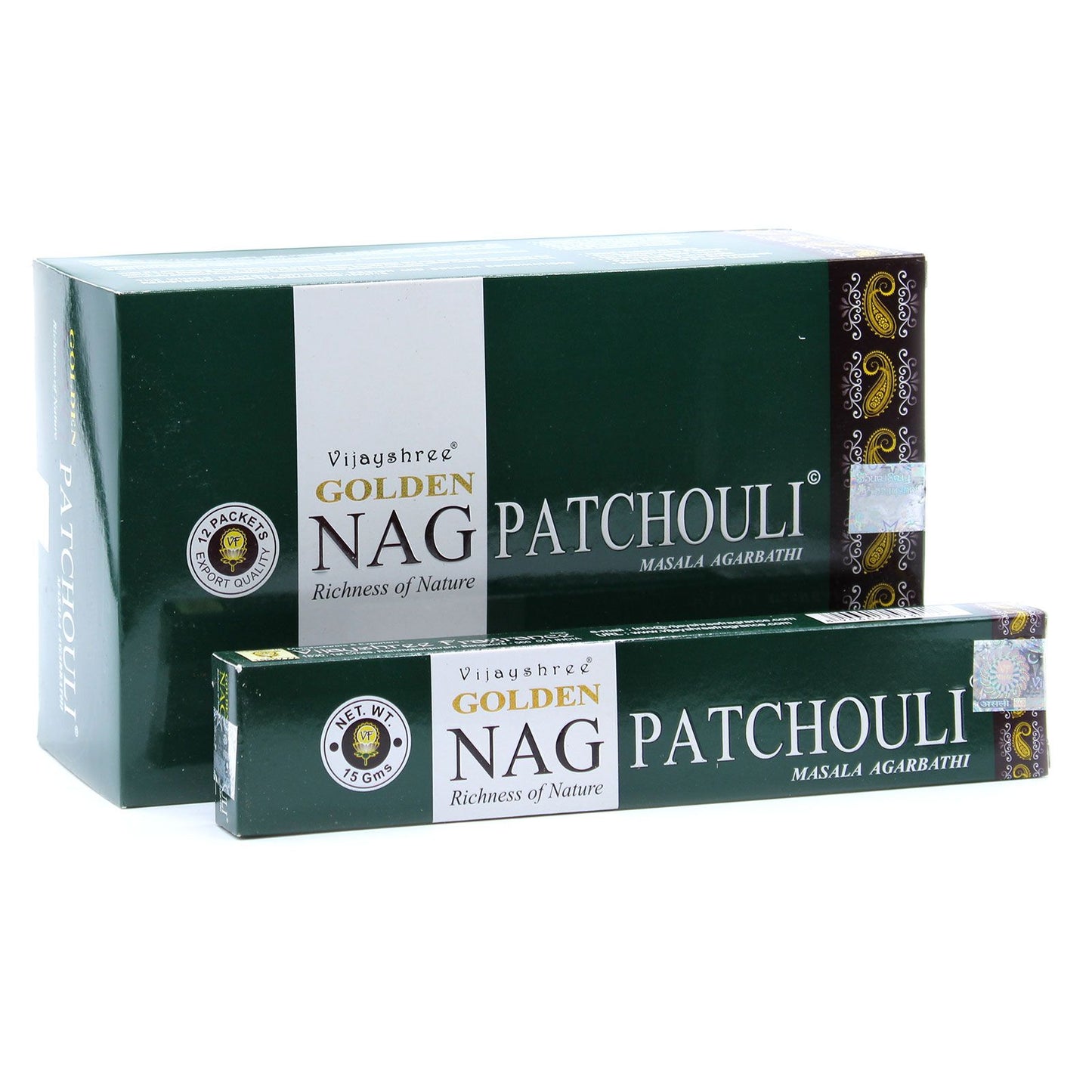 Golden Nag Patchouli Räucherstäbchen – 15g Premium Box