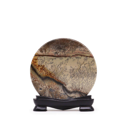 Guohua Mangankalkstein-Scheibe 10cm - Natürliches Dendriten-Kunstwerk