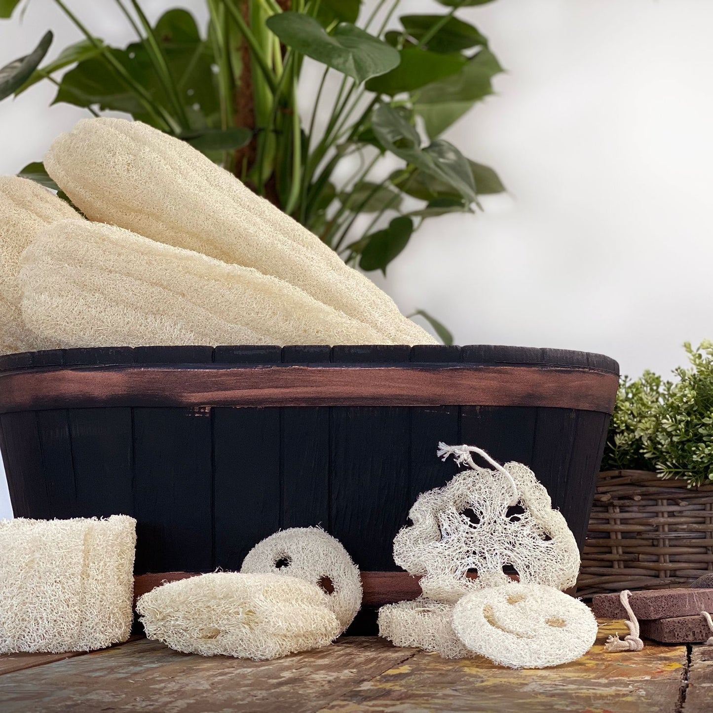Natürlicher Luffa-Ganzkörperschwamm mit Smiley-Gesicht