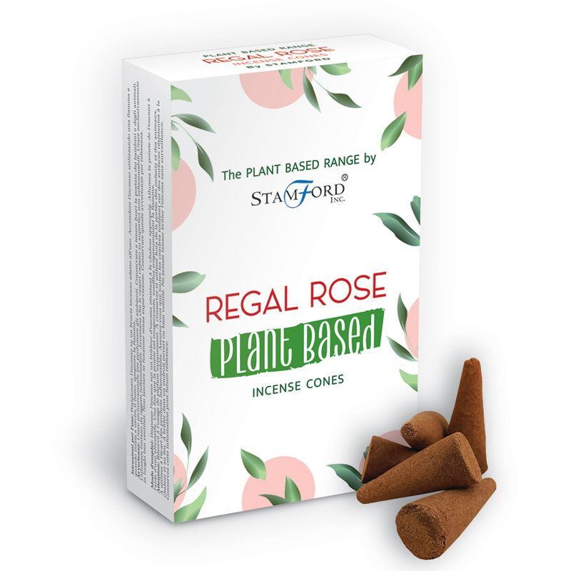Stamford Räucherkegel Regal Rose – Pflanzenbasierte Duftkegel, 12 Stück