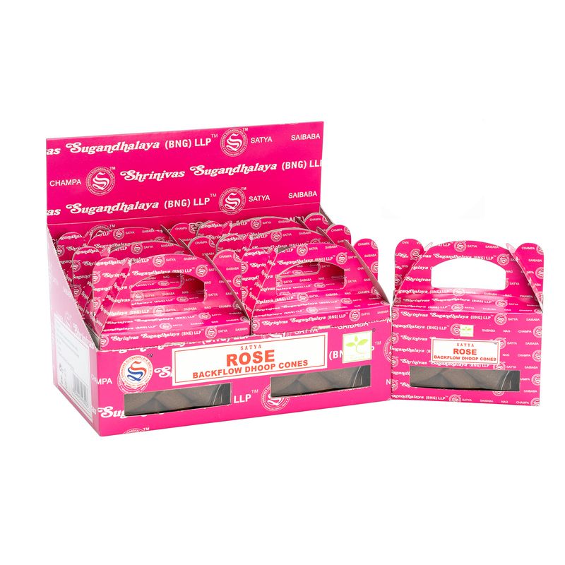 Satya Backflow Dhoop Cones - 24 Stück im Set, Duft Rose