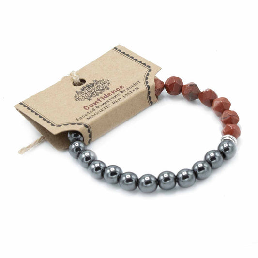 Facettiertes Armband aus Rotem Jaspis mit Magnetverschluss