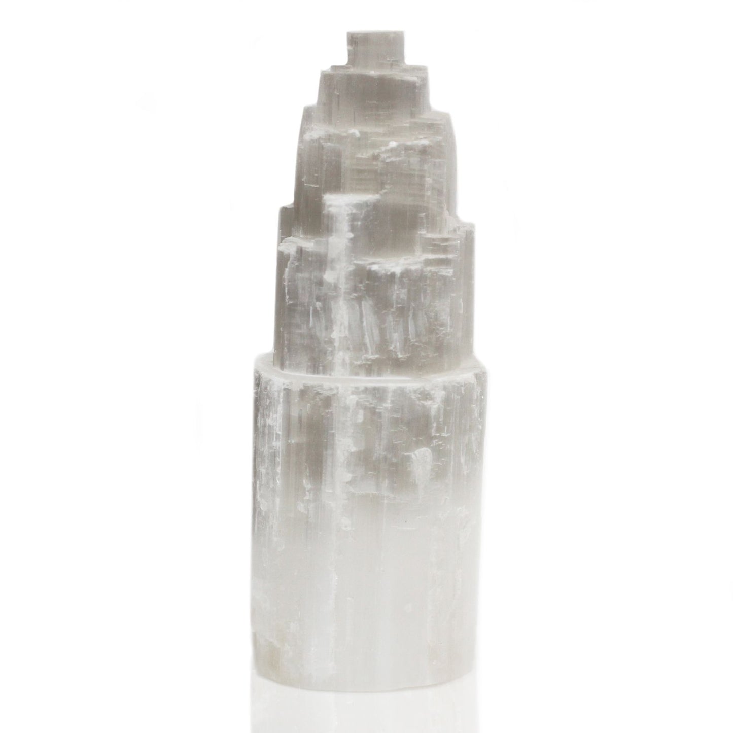 Selenit-Turmlampe 25 cm – Handgefertigter Naturkristall für atmosphärisches Licht