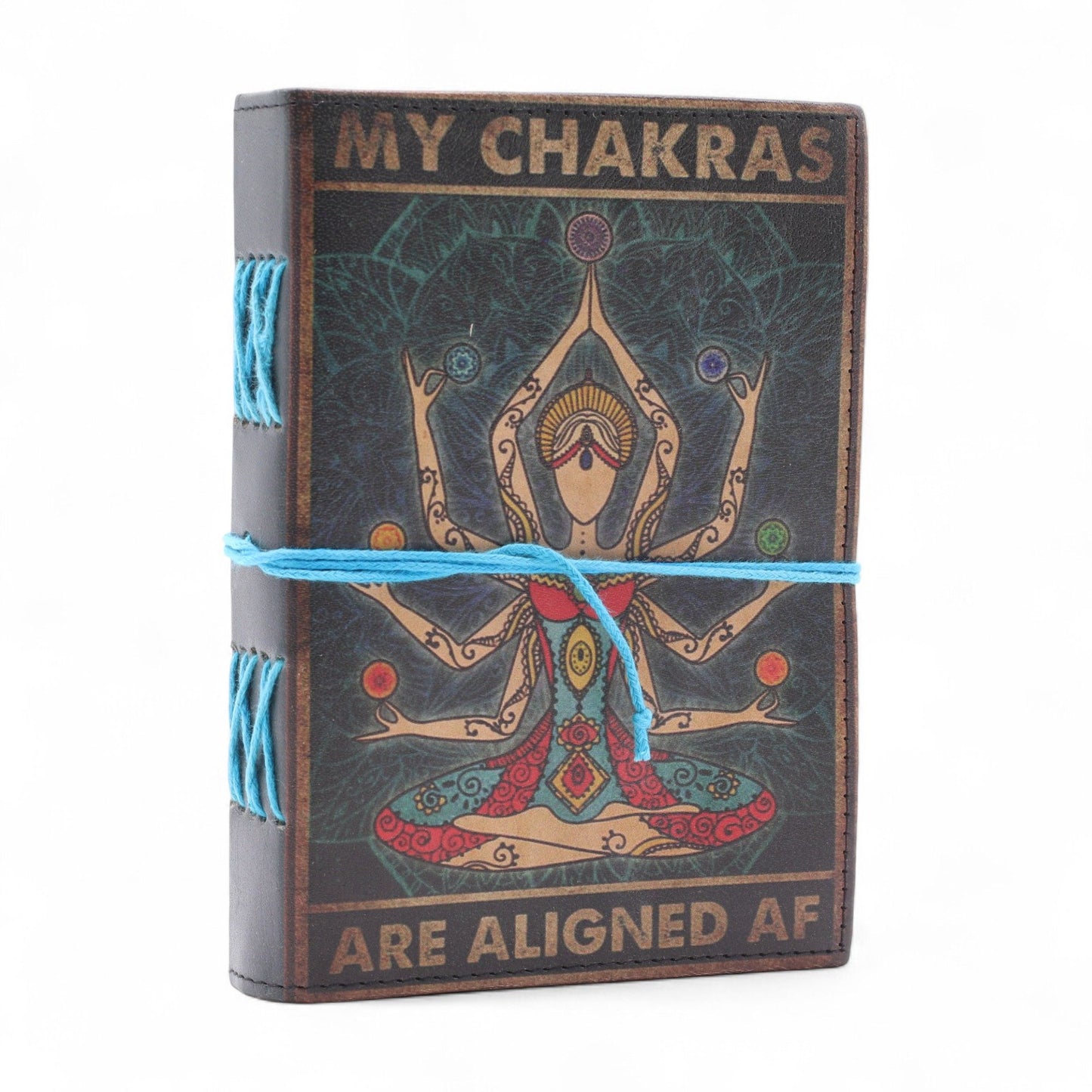 Notizbuch 'Chakra-Göttin' – Handgedrucktes Leder-Cover mit spirituellem Statement