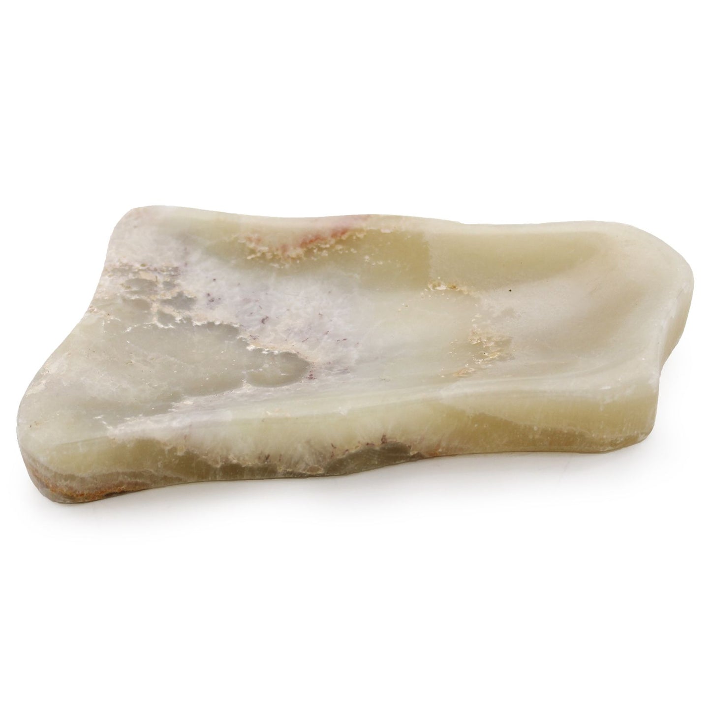 Seifenschale aus Honig-Onyx mit Ablaufrillen - Naturstein Design