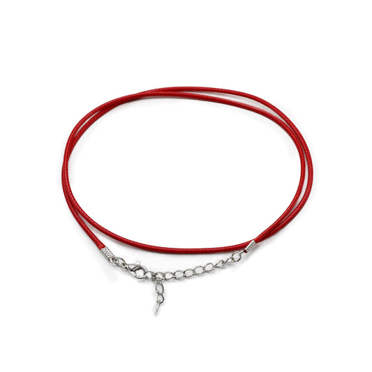 Rubinrote Wachskordel 2mm mit Verschluss – 55 cm Schmuckband für Halsketten