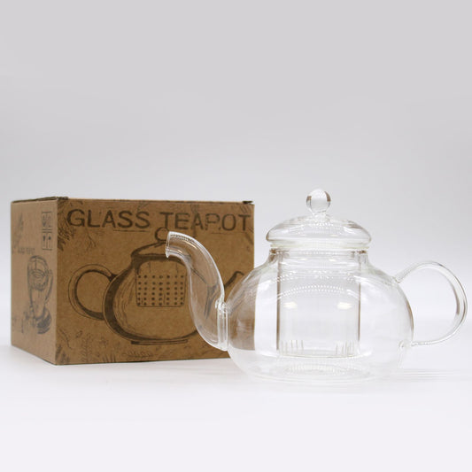 Glas-Teekanne mit Sieb 'Perlenrund' – 800ml für puren Teegenuss