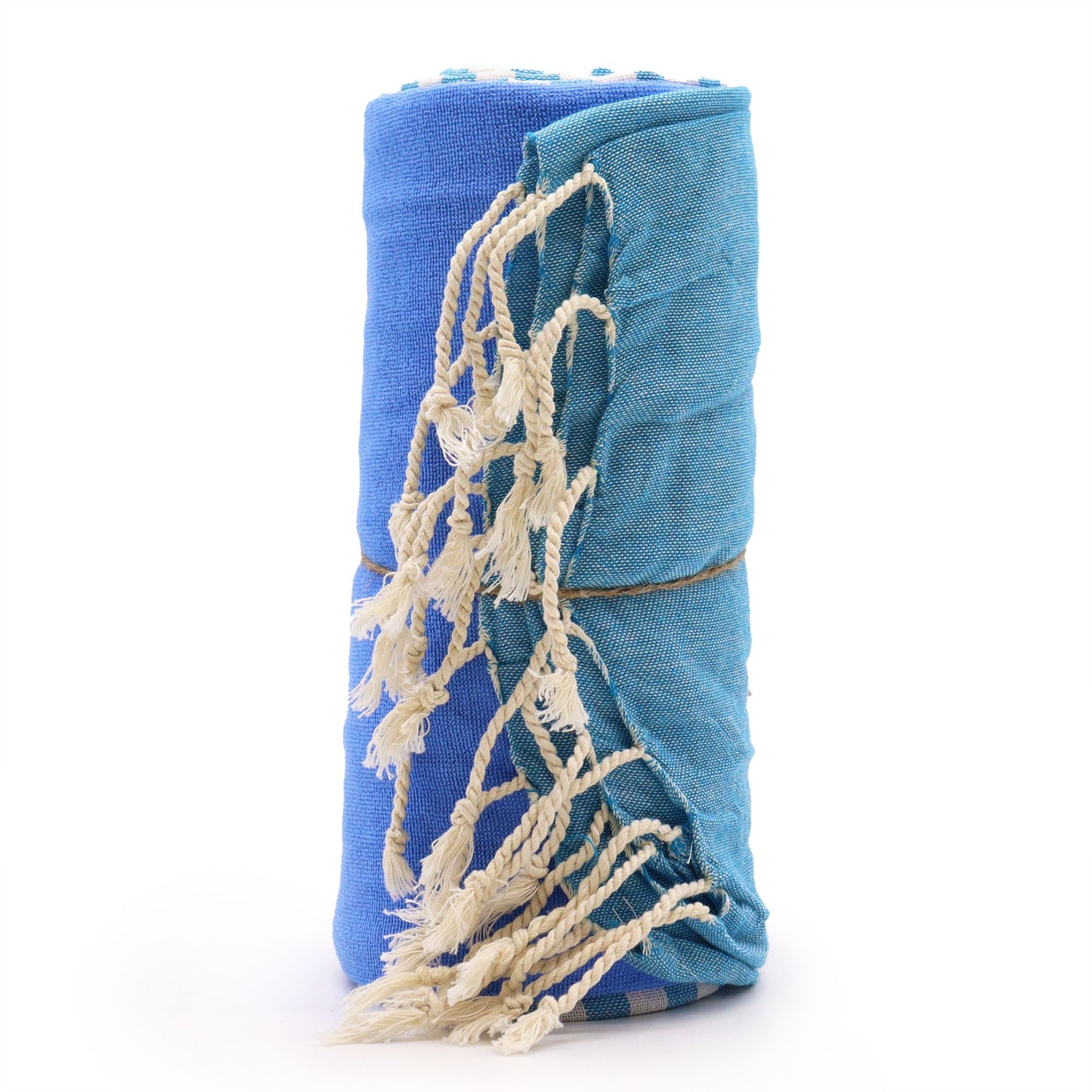 Luxus-Pareo Handtuch 'Meeresrauschen' in Himmelblau – Handgefertigt, 100 x 180 cm