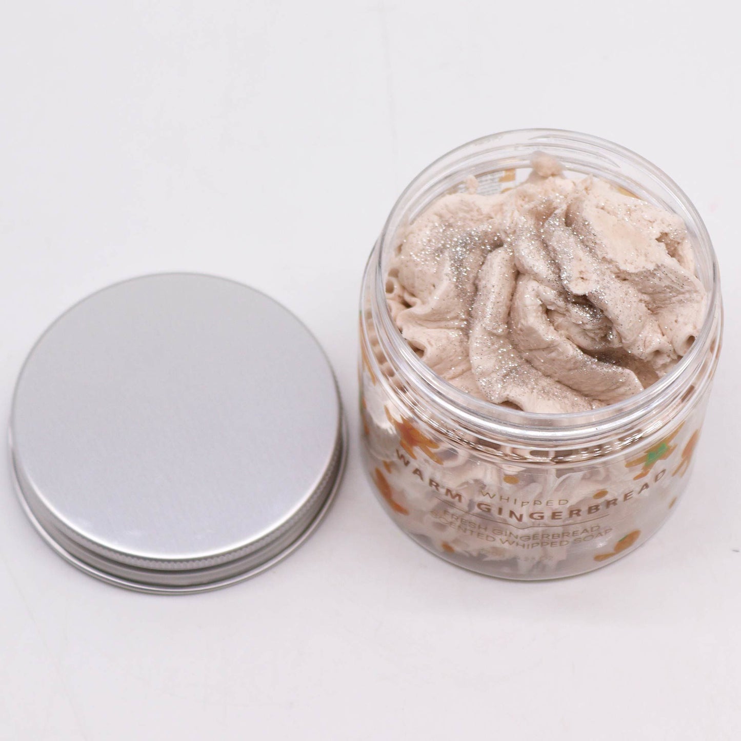 Schlagseife 'Warmes Lebkuchen' im Glas (120g) – Cremig mit Glitzer