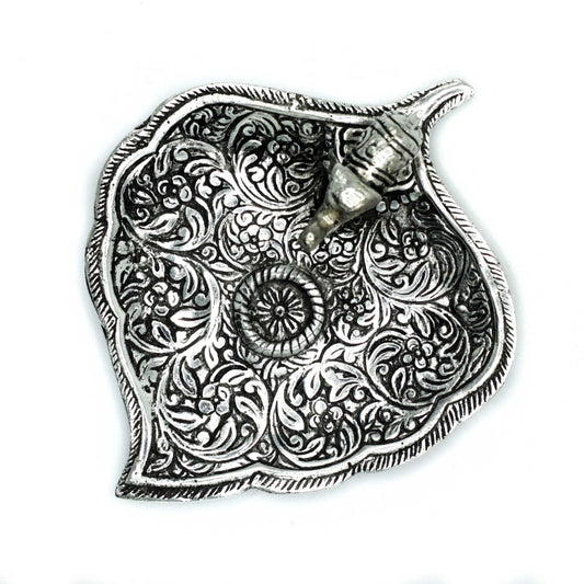 Elefantenblatt Räucherhalter aus poliertem Aluminium – 11 cm
