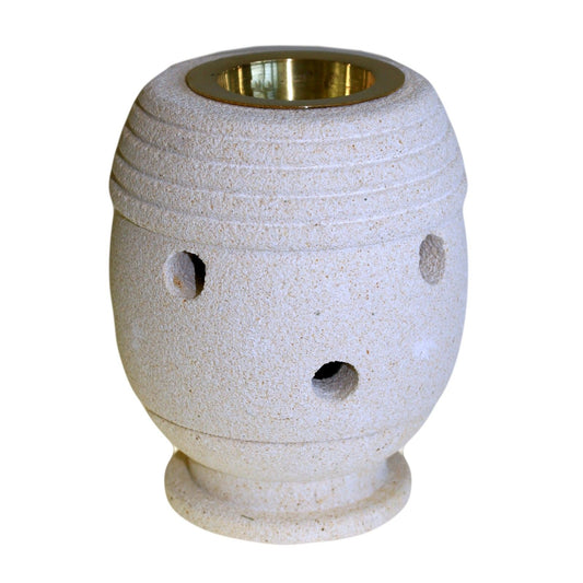 Handgeschnitzte Sandstein-Duftlampe im klassischen Design – Ein Unikat aus Java