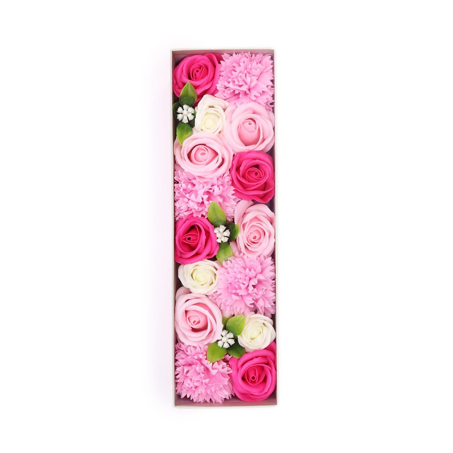 Seifenblumen-Geschenkbox 'Baby-Segen' in Zartrosa – Fertiges Arrangement