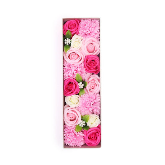 Seifenblumen-Geschenkbox 'Baby-Segen' in Zartrosa – Fertiges Arrangement
