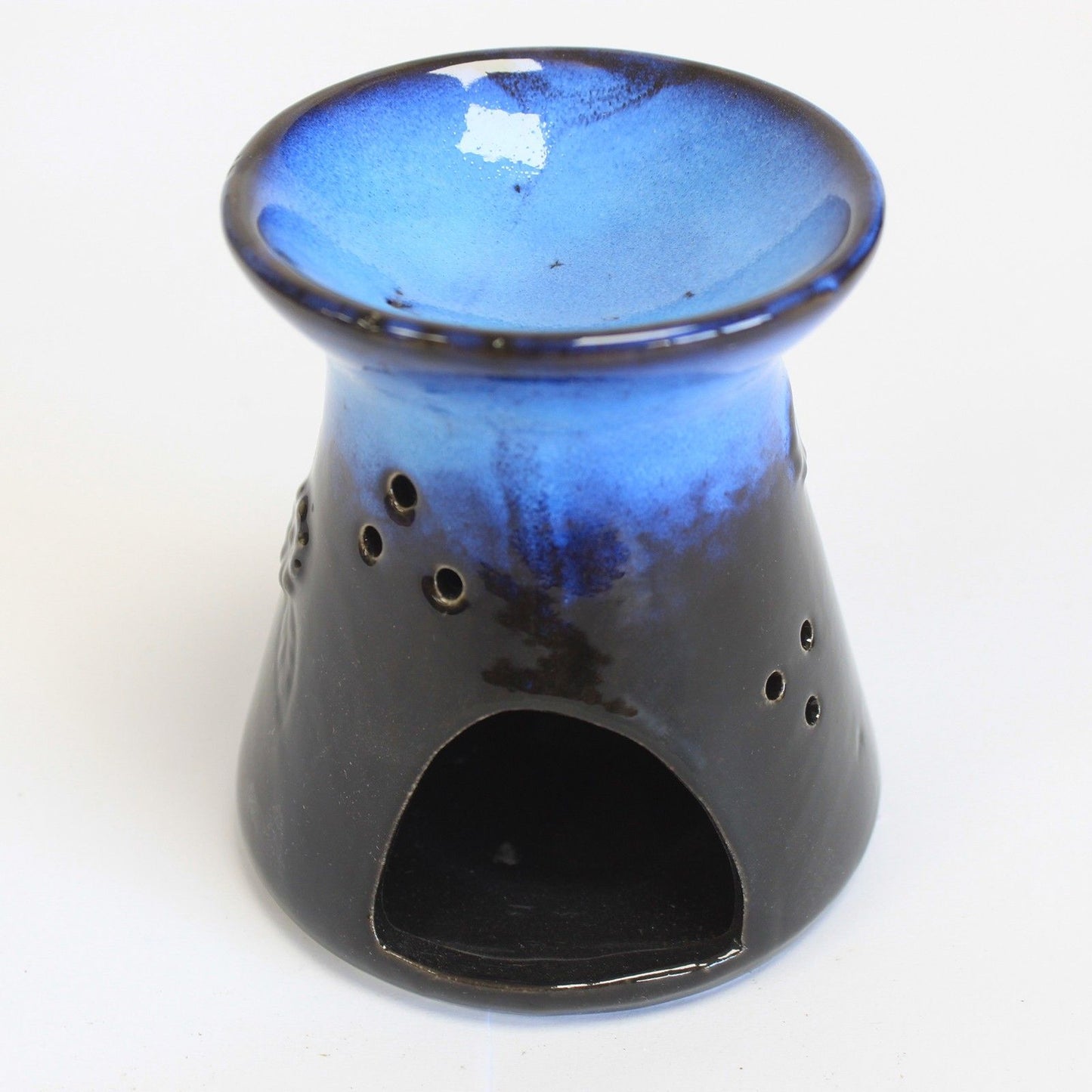 Keramik-Duftlampe mit Blumenmuster – Rustikales Terrakotta-Design