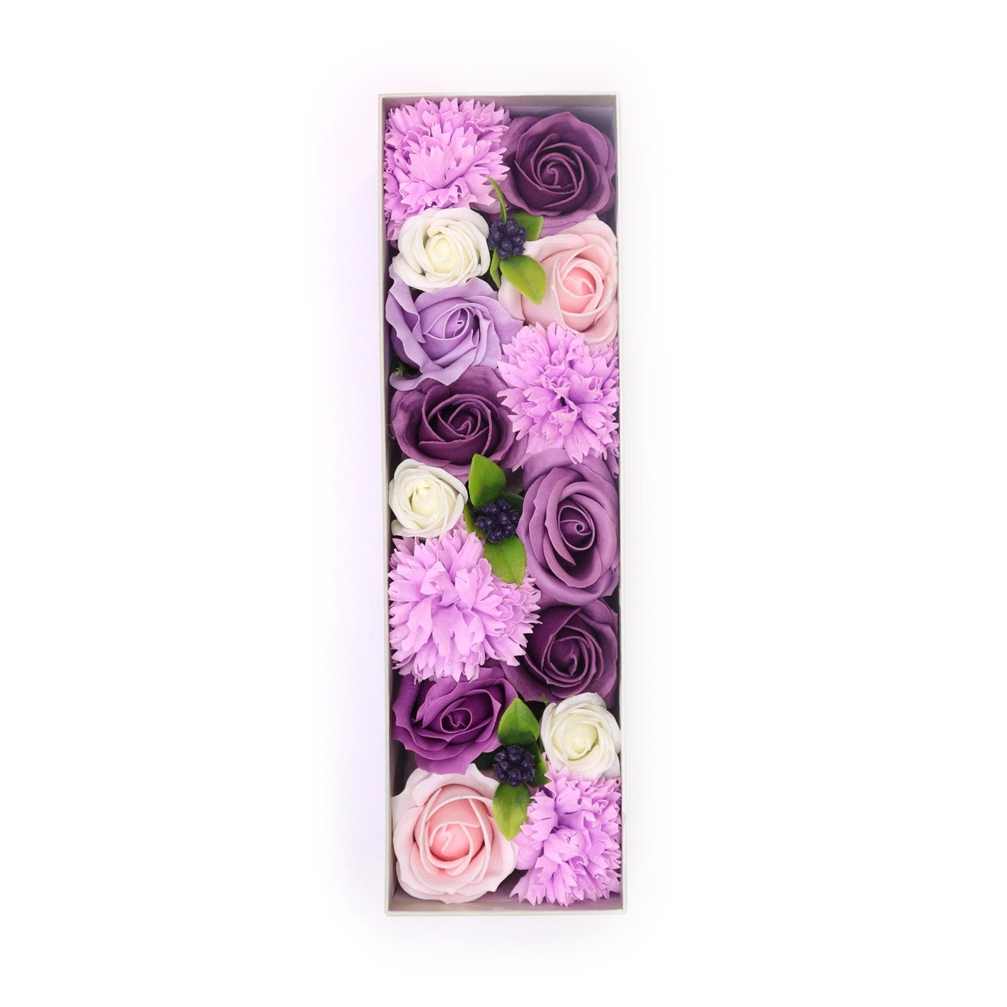 Seifenblumen Geschenkbox 'Lavendelrose & Nelke' – Zeitloses Arrangement