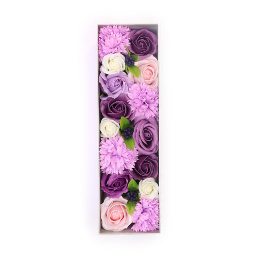 Seifenblumen Geschenkbox 'Lavendelrose & Nelke' – Zeitloses Arrangement